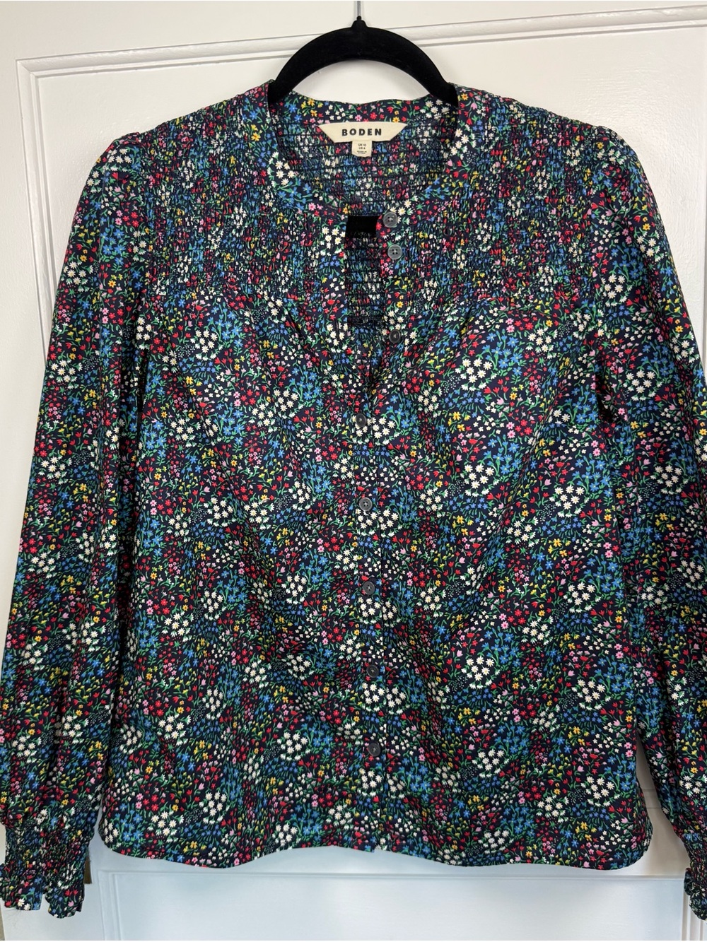 Boden Women’s Smocked Yoke Cotton Blouse in Ditsy Floral